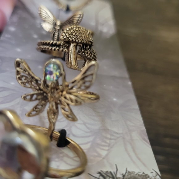 Floral Mushroom Nature 5 Pack Fasion Rins Hot Topic Size 7 NEW Fairy Magic - Picture 4 of 10